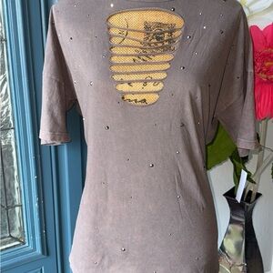 Stylish Brown Top with Cutout Design